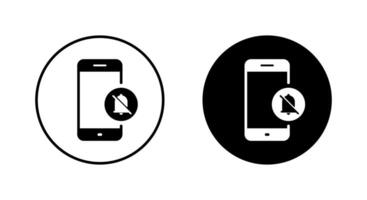 Silent bell with mobile phone icon on black circle vector