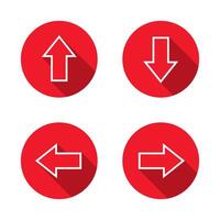 Up, down, left, and right arrow line icon with long shadow vector