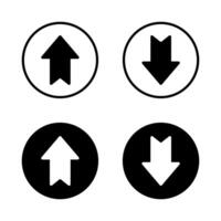 Simple up and down arrow on black circle. Upward and downward sign symbol vector