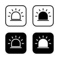 Siren light icon on black square. Emergency lamp sign symbol vector