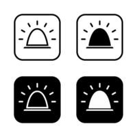 Siren light icon set on black square. Emergency lamp sign symbol vector