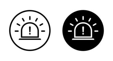 Siren warning light icon on black circle. Emergency lamp sign symbol vector