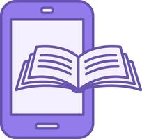 E-Book Color Icon. Mobile Phone and Open Book. Distance Learning, Online School, E-Learning. Online Education Concept vector