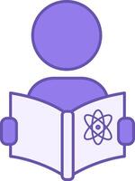 Colored Icon Study. Icon of Man with Physics Textbook. Studying the Subject at School. Education Concept vector
