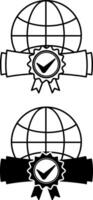 Online Degree Icons. Black and White Icons. Diploma For Studying Online Courses. Online Education Concept vector