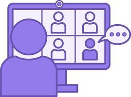Online Class Color Icon. Lesson on Computer, Online Student Learning. Online Education Concept vector