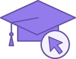 Online Education Color Icon. Graduation Cap. Distance Learning, Online School, Lesson, E-Learning vector