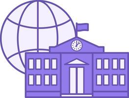 Online School Color Icon. School Building and World Wide Web. Online Education Concept vector
