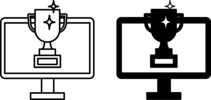 Reward Icons. Black and White Icons. Computer and Cup. Online Education Concept vector