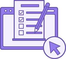 Online Test Color Icon. Website, Test Questions, and Computer Mouse Cursor. Distance Learning, Online School, E-Learning, Exam. Online Education Concept vector