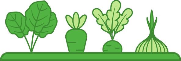 Green Vegetable Garden Icon. Icon of Vegetables Growing on a Plot. Gardening in the Open Air. Organic Farming Concept vector