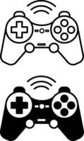 Gaming icons. Black and White Icons of Wireless Gamepad. Joystick, Game Console or Controller. Computer Games Concept vector