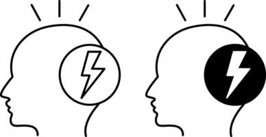 Stressed icons. Black and White Icons of Depressed and Anxious Person. Emotions and Mood Concept vector