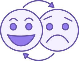 Colored Mood Icon. Icon of Positive and Negative Emotions. Happy and Sad Face vector
