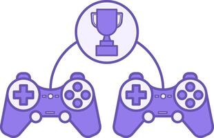 Colored Contest Icon. Icon of Players Competing for the Winner Cup. Console, Joystick, Gamepad. Sports and Computer Games Concept vector