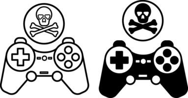 Icons Game Over. Black and White Icons. Gaming Gamepad and Skull and Bones. Cybersport. Computer Games Concept vector