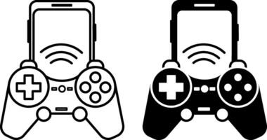 Mobile Game Icons. Black and White Icons. Game Console and Mobile Phone. Game Concept vector