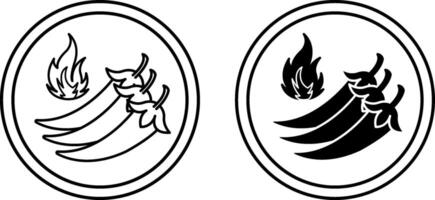 Icons Extra Spicy. Black and White Icons of Chili Peppers. Label for Very Spicy Foods and Sauce vector