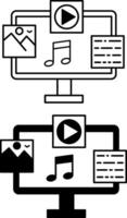 Content Icons. Black and White Icons of Various Information in the Computer. Digital Management, Blogging. Social Media Concept vector