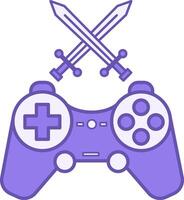 Colored Arcade Game Icon. Icon of Console and Crossed Swords. Computer Games Concept vector