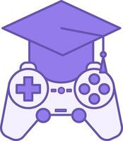 Colored Educational Game Icon. Icon of Game Console and Graduation Hat. Computer Games and Education Concept vector