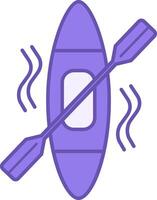 Kayak Color Icon. Icon of Rowing Boat with Oar. Camping and Sports Concept vector