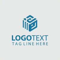 A blue cube logo design vector