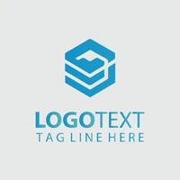 A blue cube logo design for a business vector