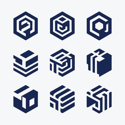 A set of six different geometric shapes