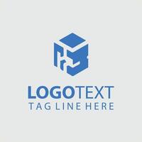 A blue cube logo design for a business vector