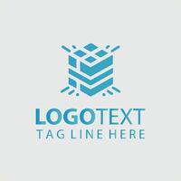 A blue cube logo design vector