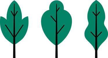 Doodle green tree icon Color clipart collection vector