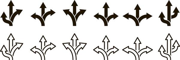 Trafic way set icon Road arrow Sketch and stencil collection vector