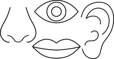 Doodle part face of people isolated Hand drawn clipart Sketch collection vector