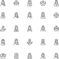 Complete Nursing and healthcare Icon Set. Pixel perfect and lvector line style. vector