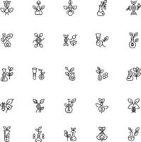 Genetic engineering and biotech icon set collection. Outline icons pack. Editable line icon set and illustration for web and UI application. vector