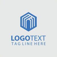 A blue hexagon logo design for a business vector