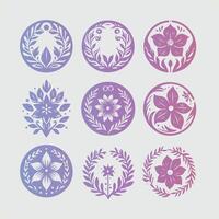 Set of floral decorative elements illustration vector