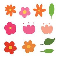 Doodle flower cartoon hand drawn with colorful for element and illustration vector