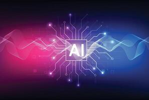 Artificial intelligence chipset on circuit board in futuristic concept technology artwork for web, banner, card, cover vector