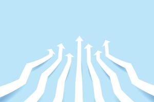 Minimal white arrow up to growth creative concept on blue background for business vector