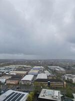 Aerial View of Central City Centre Elstree Uxbridge London City of England, Great Britain. It Was Rainy and Cloudy Day with Strong Winds over England, Drone's Camera view Captured on April 4th, 2024 photo