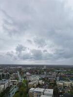 Aerial View of Central City Centre Elstree Uxbridge London City of England, Great Britain. It Was Rainy and Cloudy Day with Strong Winds over England, Drone's Camera view Captured on April 4th, 2024 photo