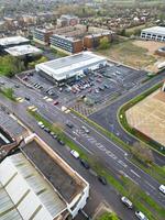 Aerial View of Central City Centre Elstree Uxbridge London City of England, Great Britain. It Was Rainy and Cloudy Day with Strong Winds over England, Drone's Camera view Captured on April 4th, 2024 photo