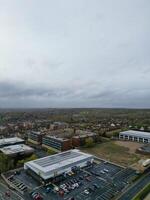 Aerial View of Central City Centre Elstree Uxbridge London City of England, Great Britain. It Was Rainy and Cloudy Day with Strong Winds over England, Drone's Camera view Captured on April 4th, 2024 photo