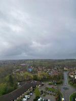 Aerial View of Central City Centre Elstree Uxbridge London City of England, Great Britain. It Was Rainy and Cloudy Day with Strong Winds over England, Drone's Camera view Captured on April 4th, 2024 photo