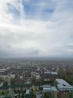 Aerial View of Central City Centre Elstree Uxbridge London City of England, Great Britain. It Was Rainy and Cloudy Day with Strong Winds over England, Drone's Camera view Captured on April 4th, 2024 photo