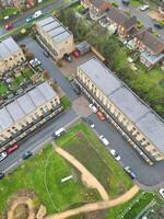 Aerial View of Central City Centre Elstree Uxbridge London City of England, Great Britain. It Was Rainy and Cloudy Day with Strong Winds over England, Drone's Camera view Captured on April 4th, 2024 photo