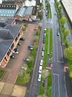 Aerial View of Central City Centre Elstree Uxbridge London City of England, Great Britain. It Was Rainy and Cloudy Day with Strong Winds over England, Drone's Camera view Captured on April 4th, 2024 photo