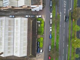 Aerial View of Central City Centre Elstree Uxbridge London City of England, Great Britain. It Was Rainy and Cloudy Day with Strong Winds over England, Drone's Camera view Captured on April 4th, 2024 photo